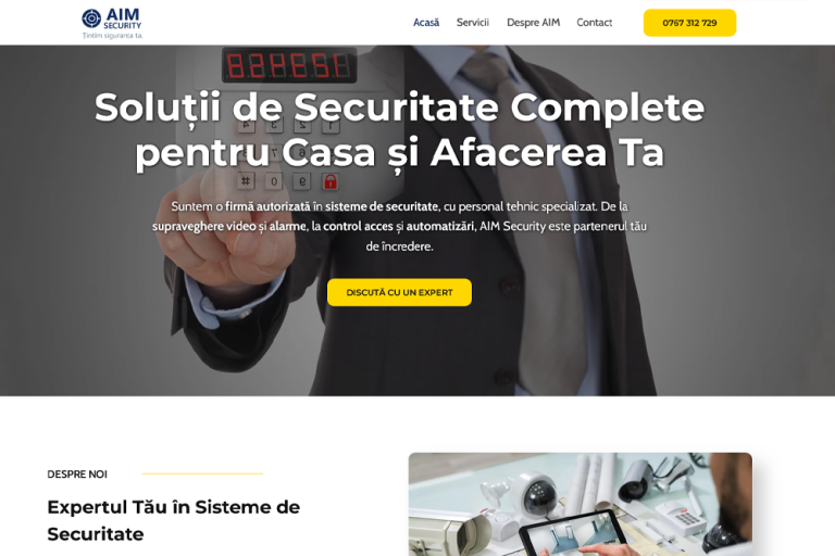 Design site prezentare servicii securitate AimSecurity.ro - realizat de WebHive