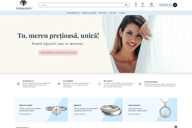 Screenshot magazin online bijuterii Valmand.ro - portofoliu WebHive